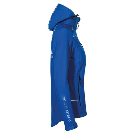 Lifestyle Softshell Jacket with reflective design and removable hood - WITH GERMAN CITY NAMES - Royal Blue - REFLECTION SERIES