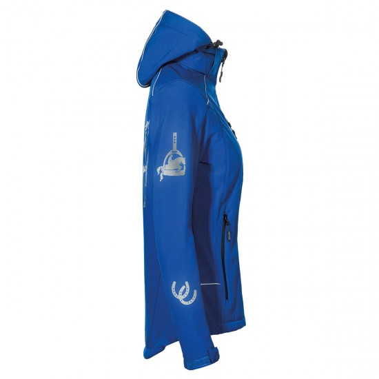 Hooded Riding jacket RIDE-PERFORMANCE PX PROFESSIONAL - Softshell with reflective design - Royal Blue - REFLECTION SERIES