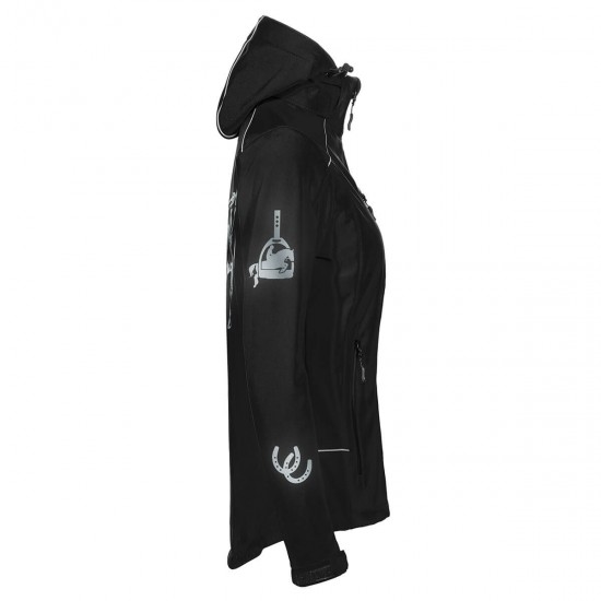Hooded Riding jacket RIDE-PERFORMANCE PX PROFESSIONAL - Softshell with reflective design - Black - REFLECTION SERIES