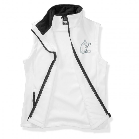 Riding vest RIDE-PERFORMANCE RX in softshell with reflective design - white/black - REFLECTION SERIES
